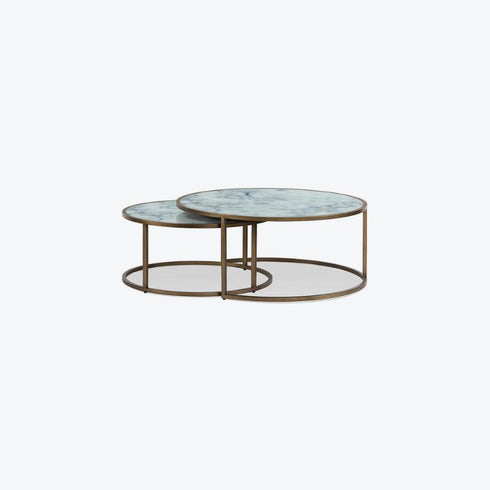 Ropley Nest Coffee Table – White Marble Glass